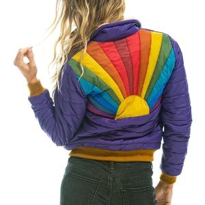 Aviator nation sunburst jacket in parachute purple xs like new